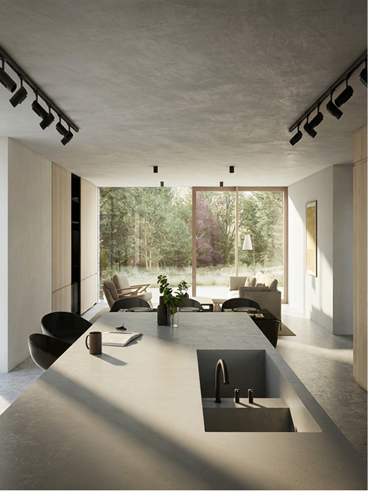 Calm interior with bespoke joinery and natural materials